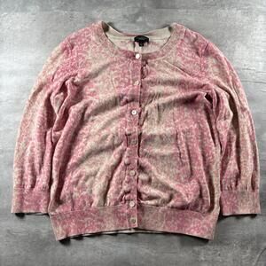 Talbots Pink Animal Print Cardigan Sweater
